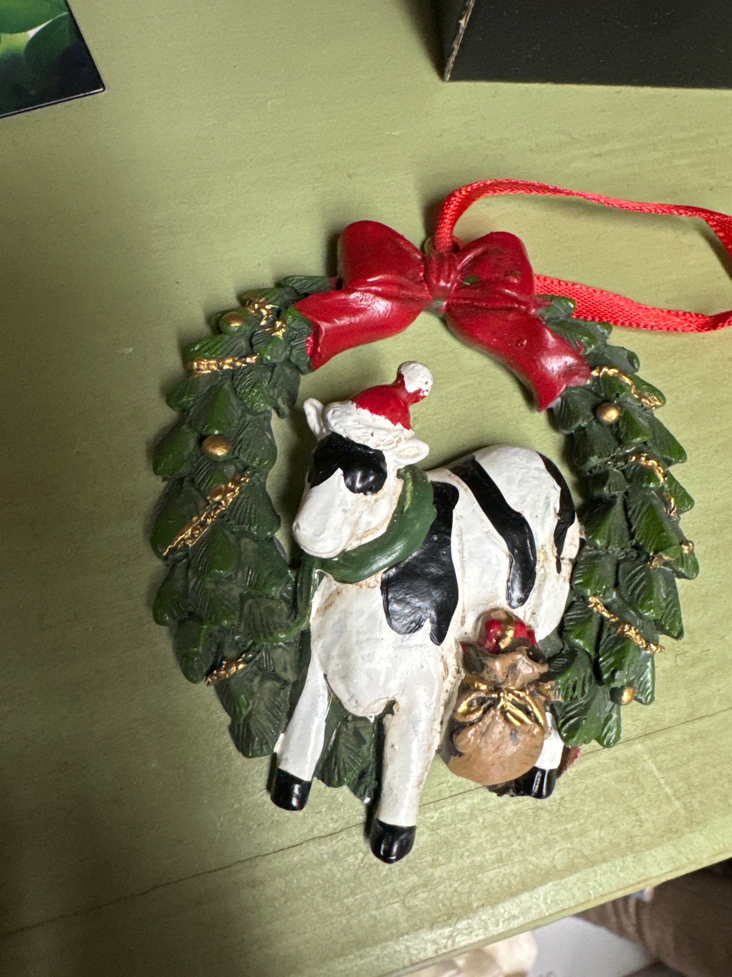 Christmas tree Decor wreath design fresian cow