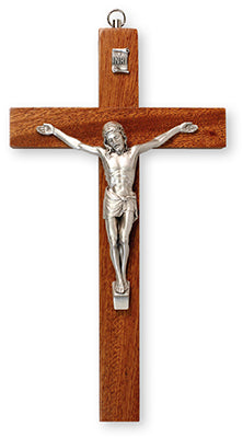 Mahogany wood Crucifix 10"