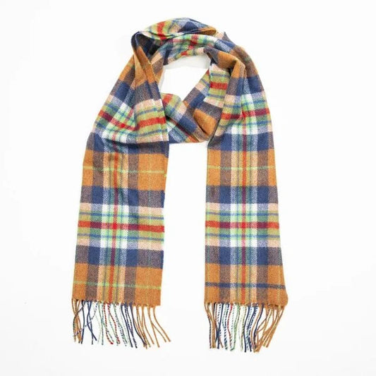 Merino Luxury Wool Orange Navy Green Red Check