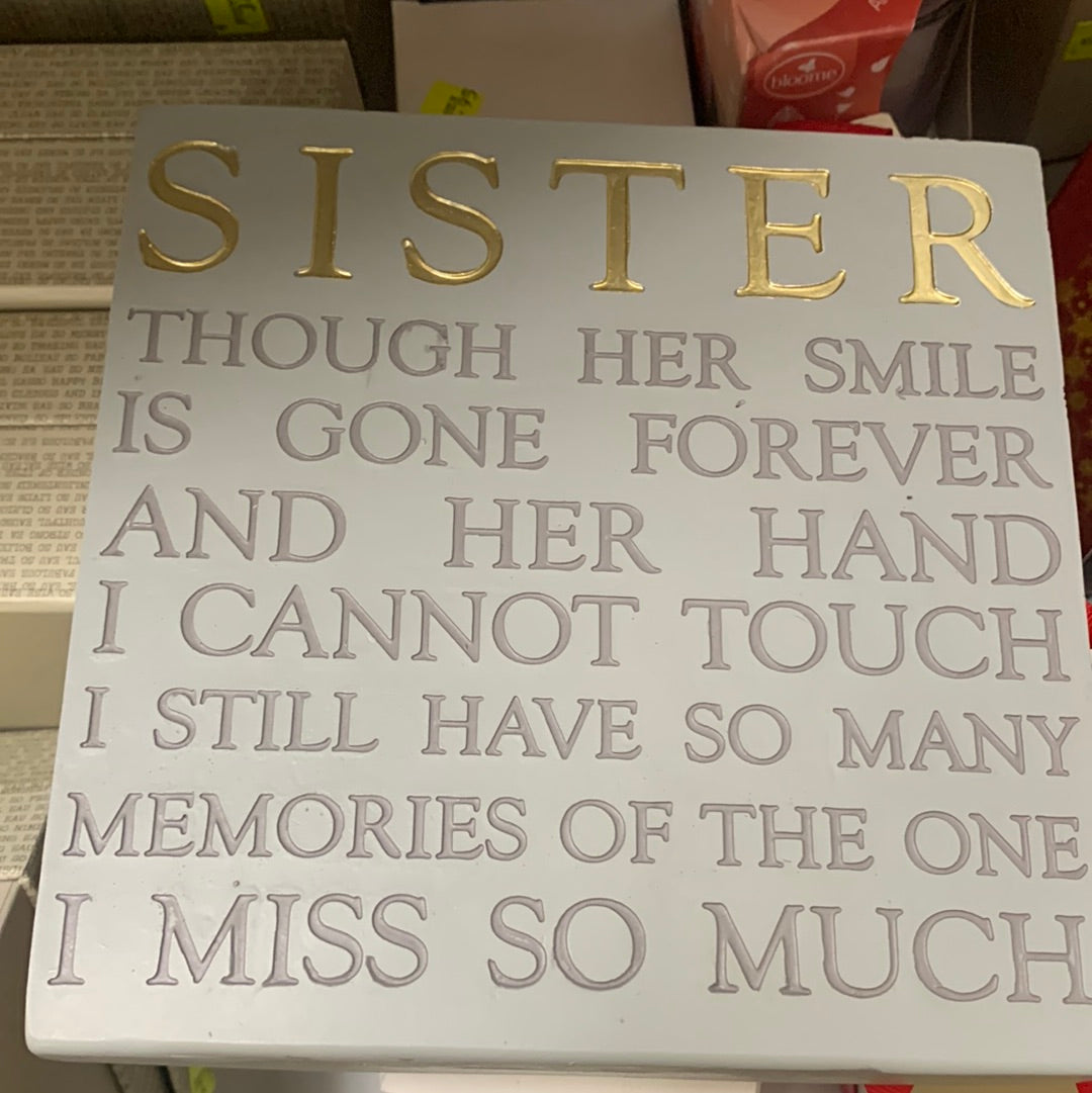 Thoughts of You Memorial Square Plaque - Sister
