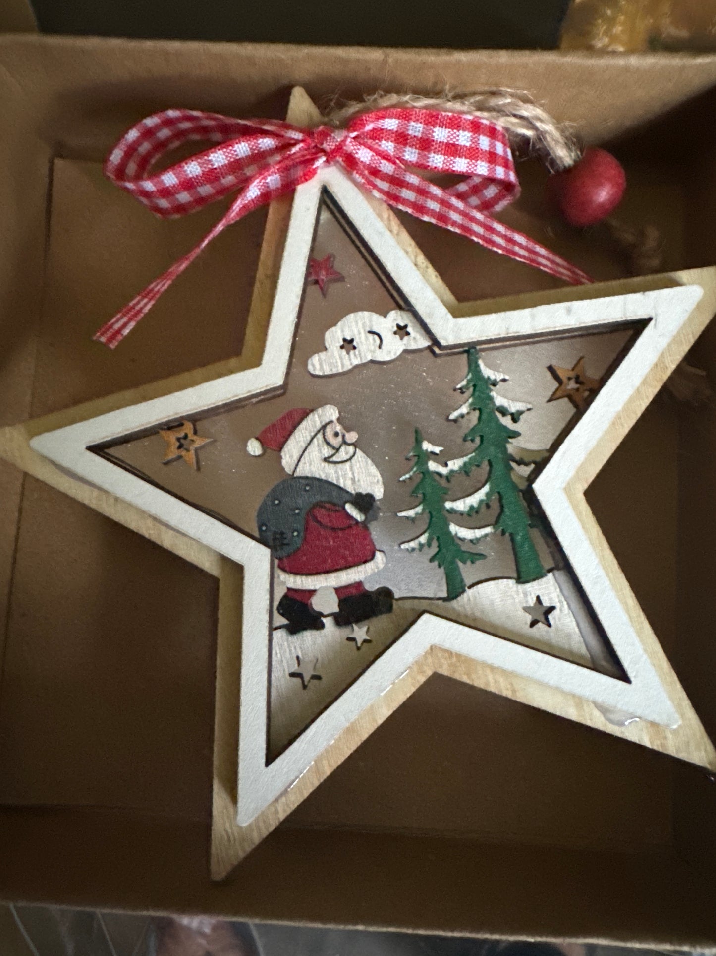 Belleek Living Santa Star LED Wooden Ornament