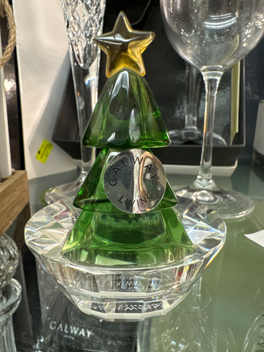GALWAY CRYSTAL MAGICAL CHRISTMAS TREE VOTIVE GREEN