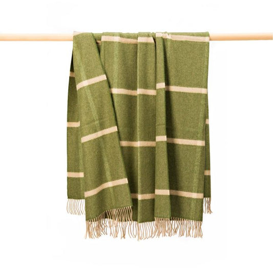 Wool Angora Throw Green Creame Windowpane Check Green Cream Windowpane Check