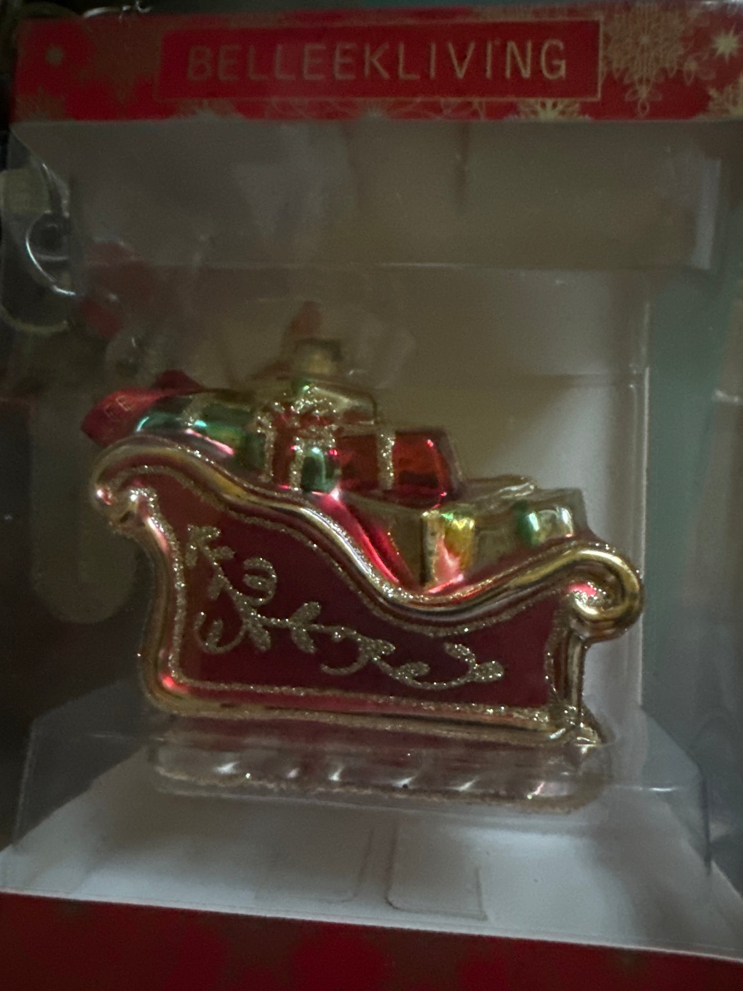 Belleek living Sleigh Fine Glass Bauble