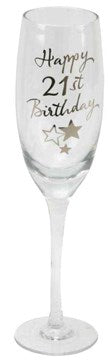 Signography Sparkling Flute Glass 21st Birthday