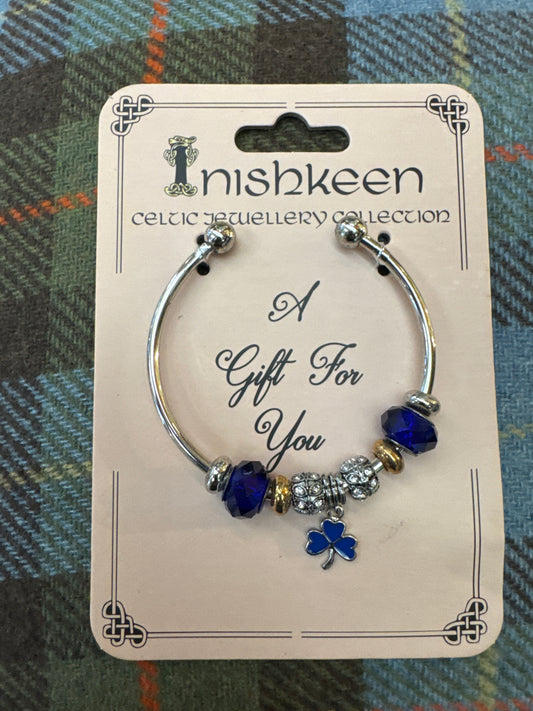 Inishkeen Celtic Jewellery Bangle Shamrock Purple