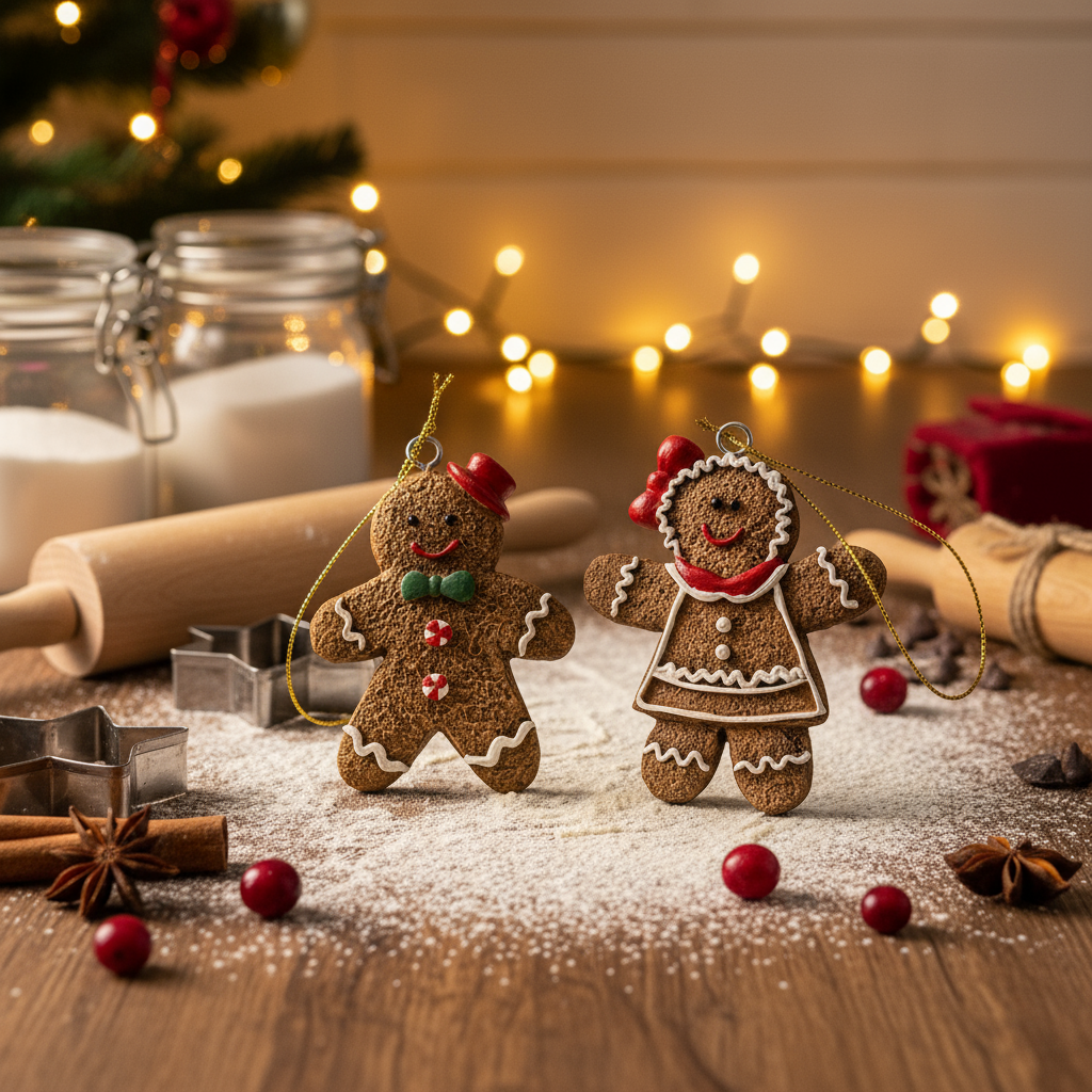 Christmas Gingerbread boy/girl tree trims 2ass 7x9.4cm