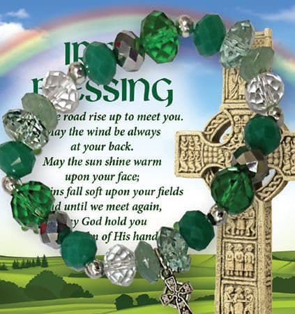 Glass Bracelet/Irish Blessing/Motif/On card (64592)