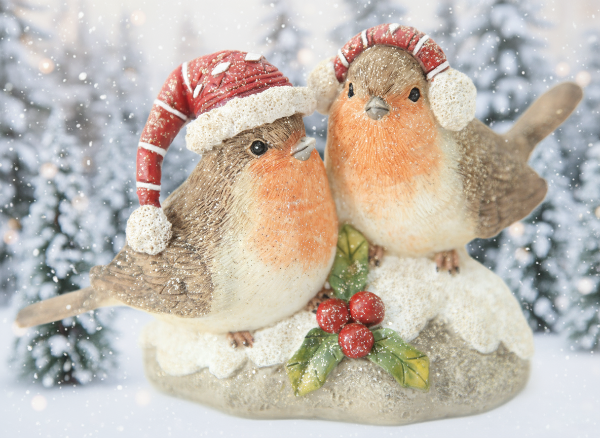 Two robins on branch