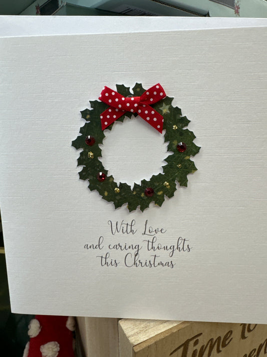 Handmade Wreath Caring Christmas Card