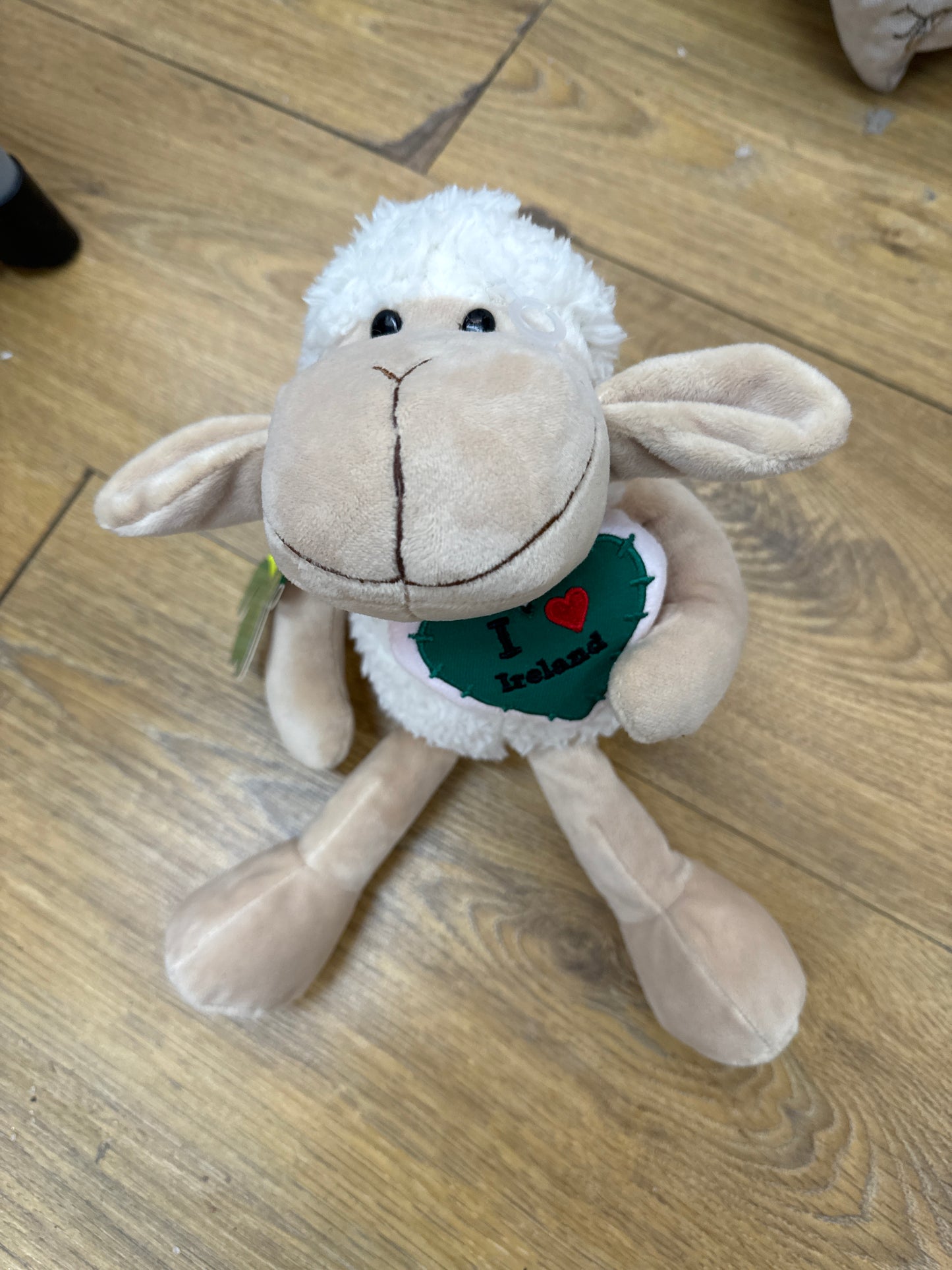 Cuddly Toy Sheep Green Heart