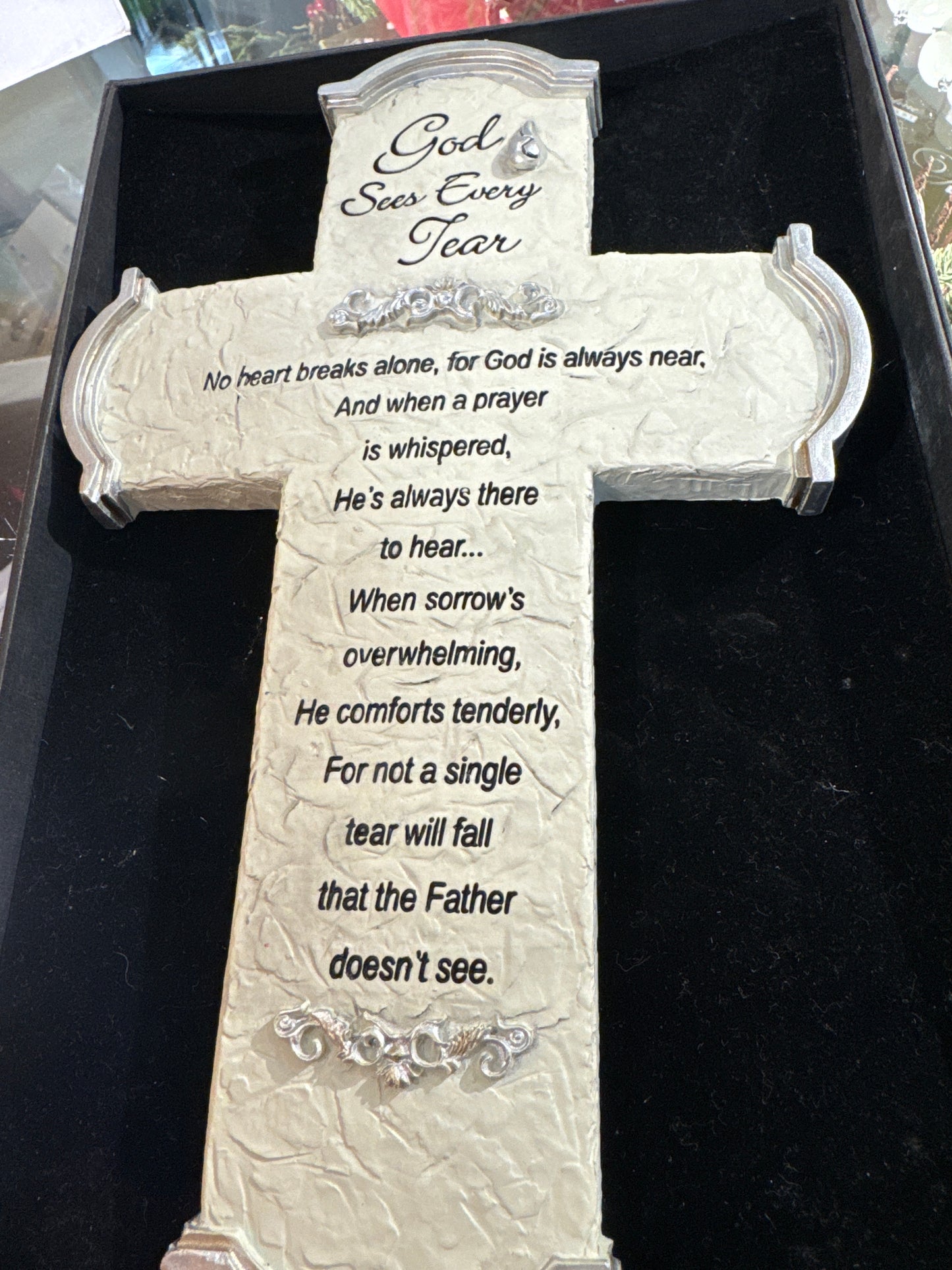 Resin Cross God Sees Every Tear