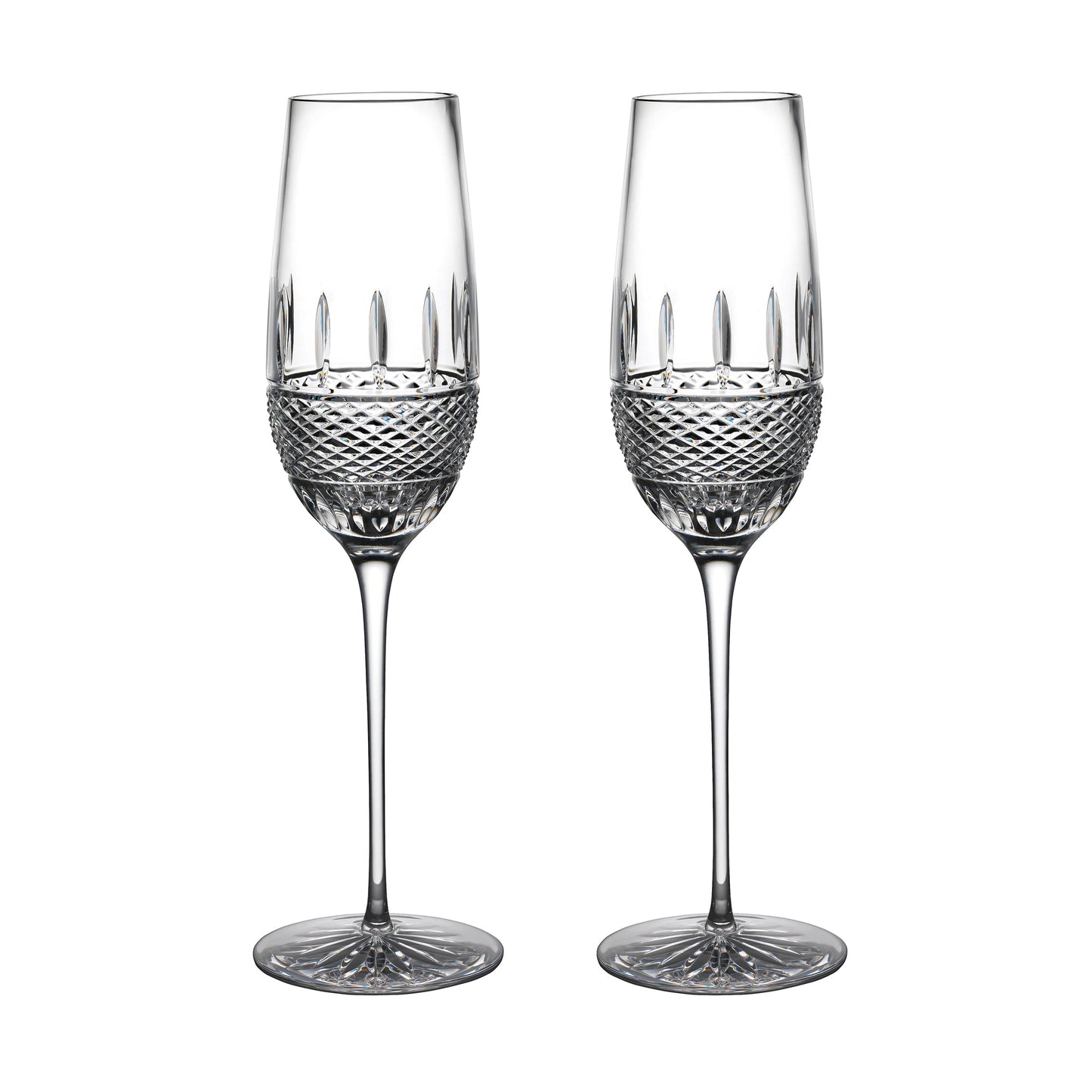 Irish Lace Flute Champagne Glass Pair