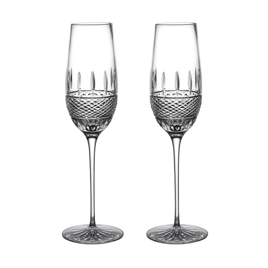 Irish Lace Flute Champagne Glass Pair