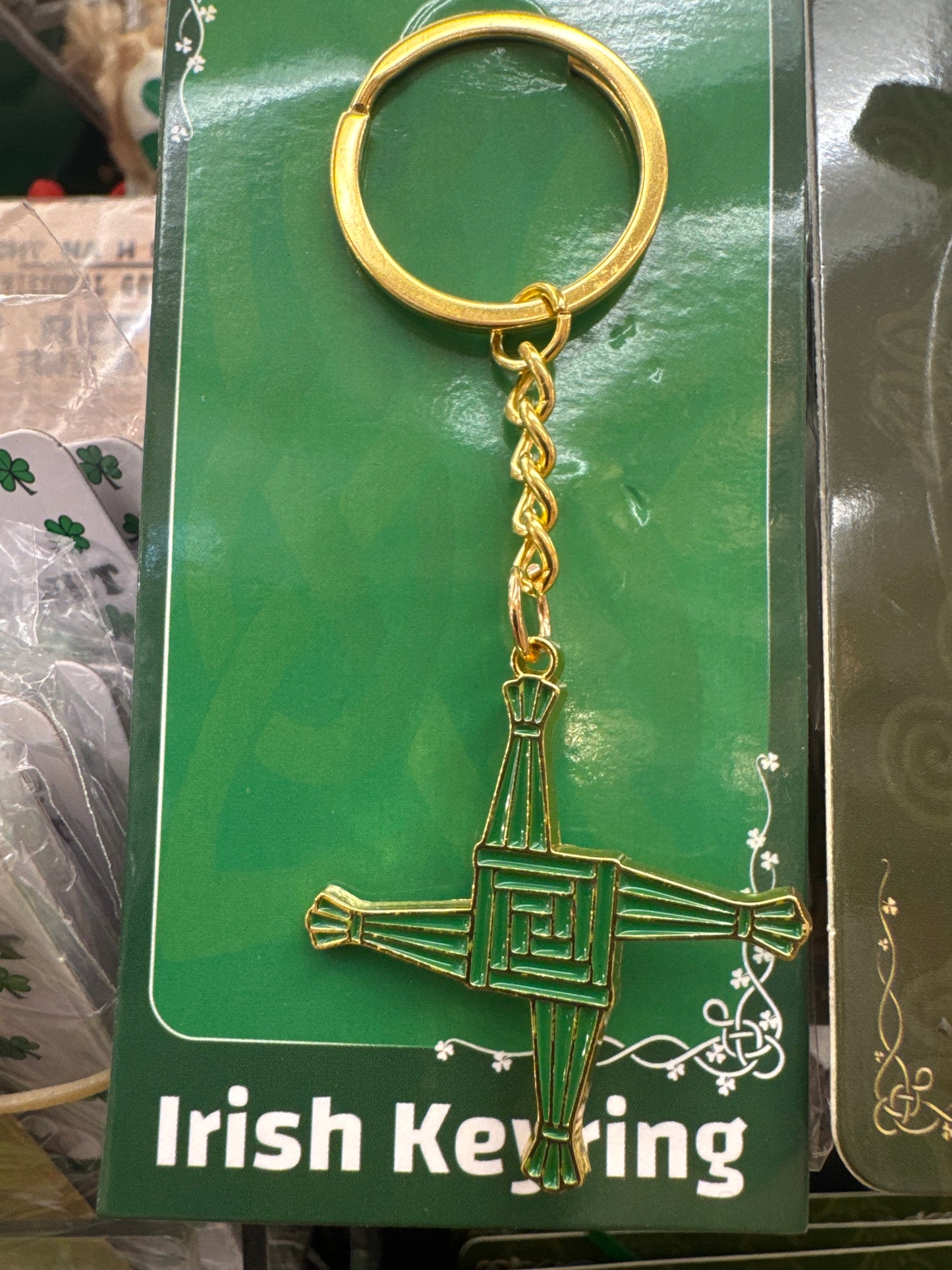 Metal St Brigid Cross Key Ring