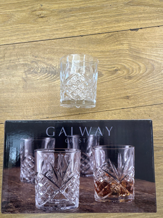 Galway Irish Crystal Inisheer Double Old Fashioned set of 4