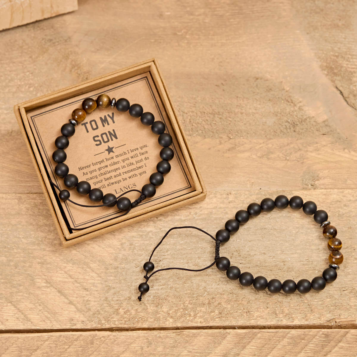 Son Memories BLACK ONYX AND TIGERS EYE GEMSTONE Bracelet