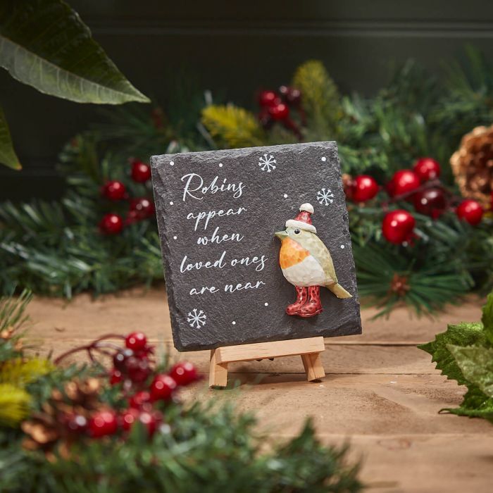 XMAS SLATE ROBINS APPEAR