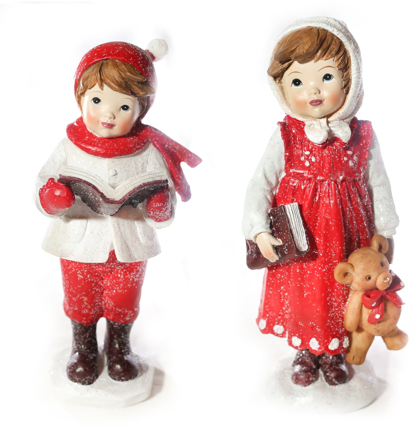 Christmas boy and girl standing