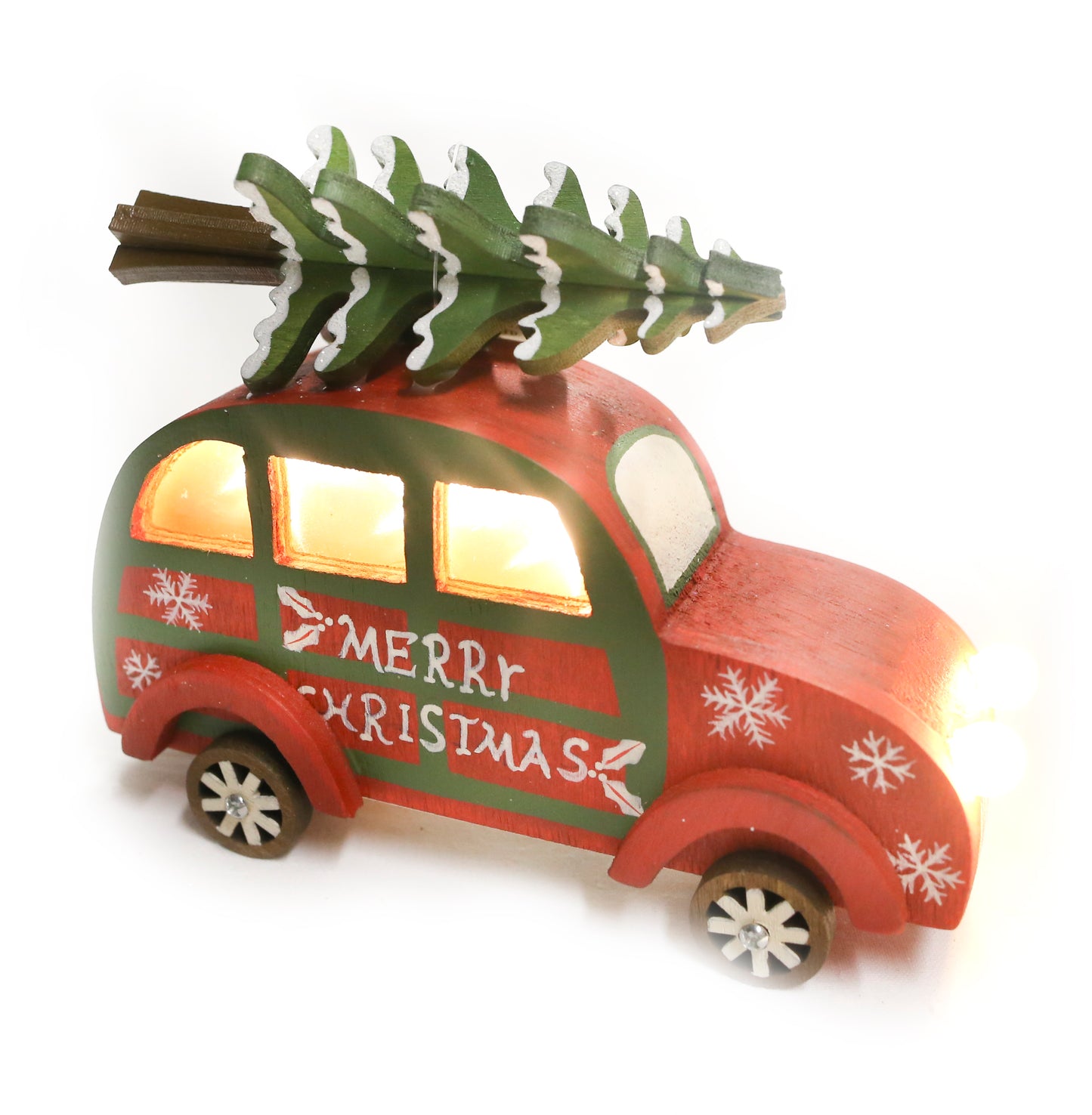 Wooden car with tree on it