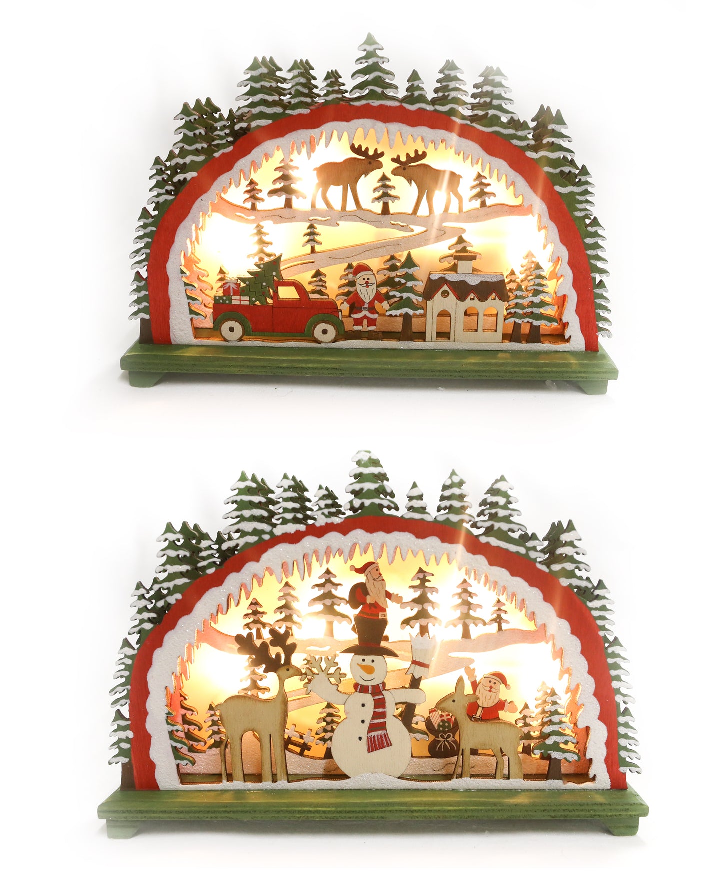 Wooden bridge with Christmas scene