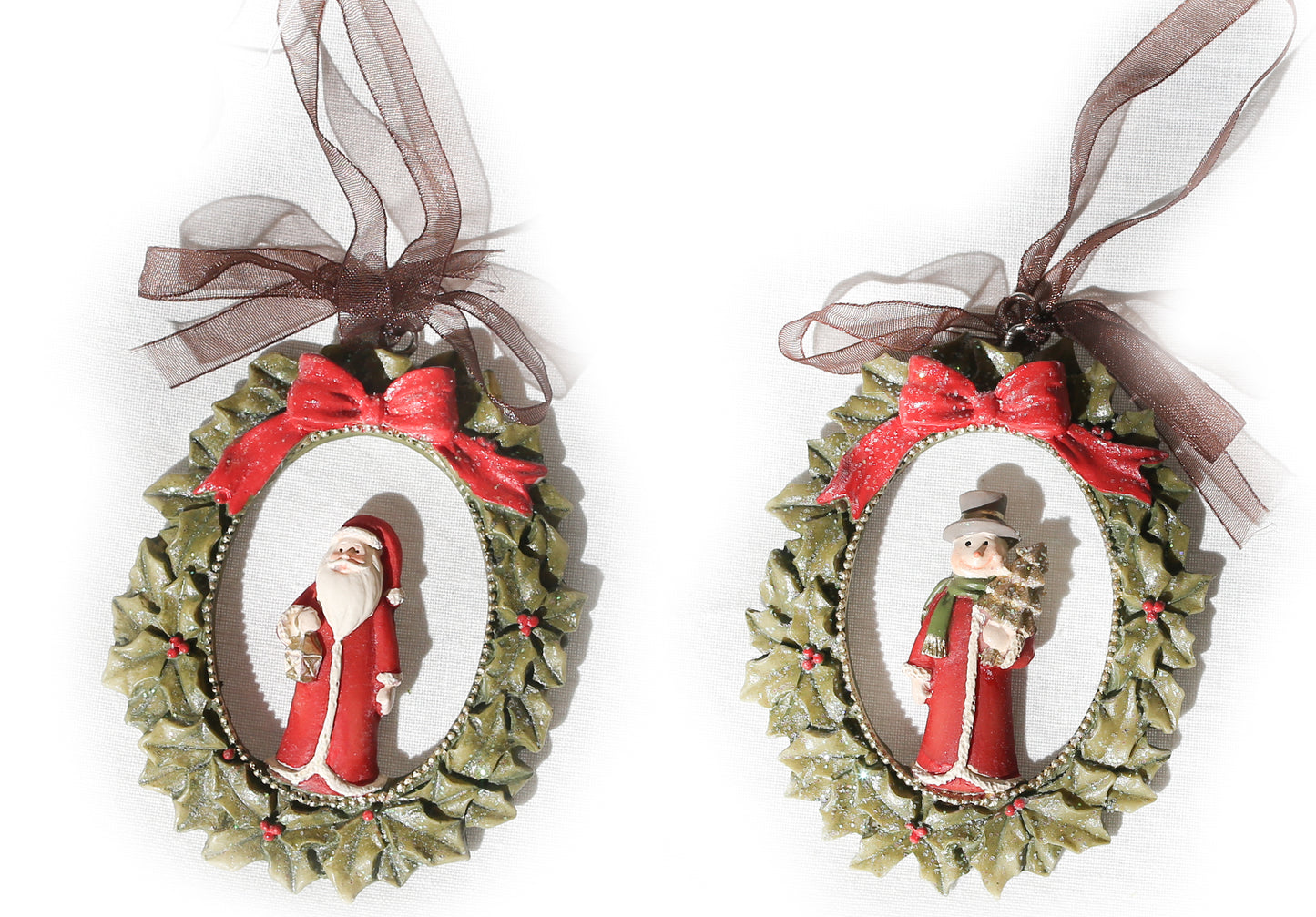 Christmas tree trim wreath design w/santa and snowman