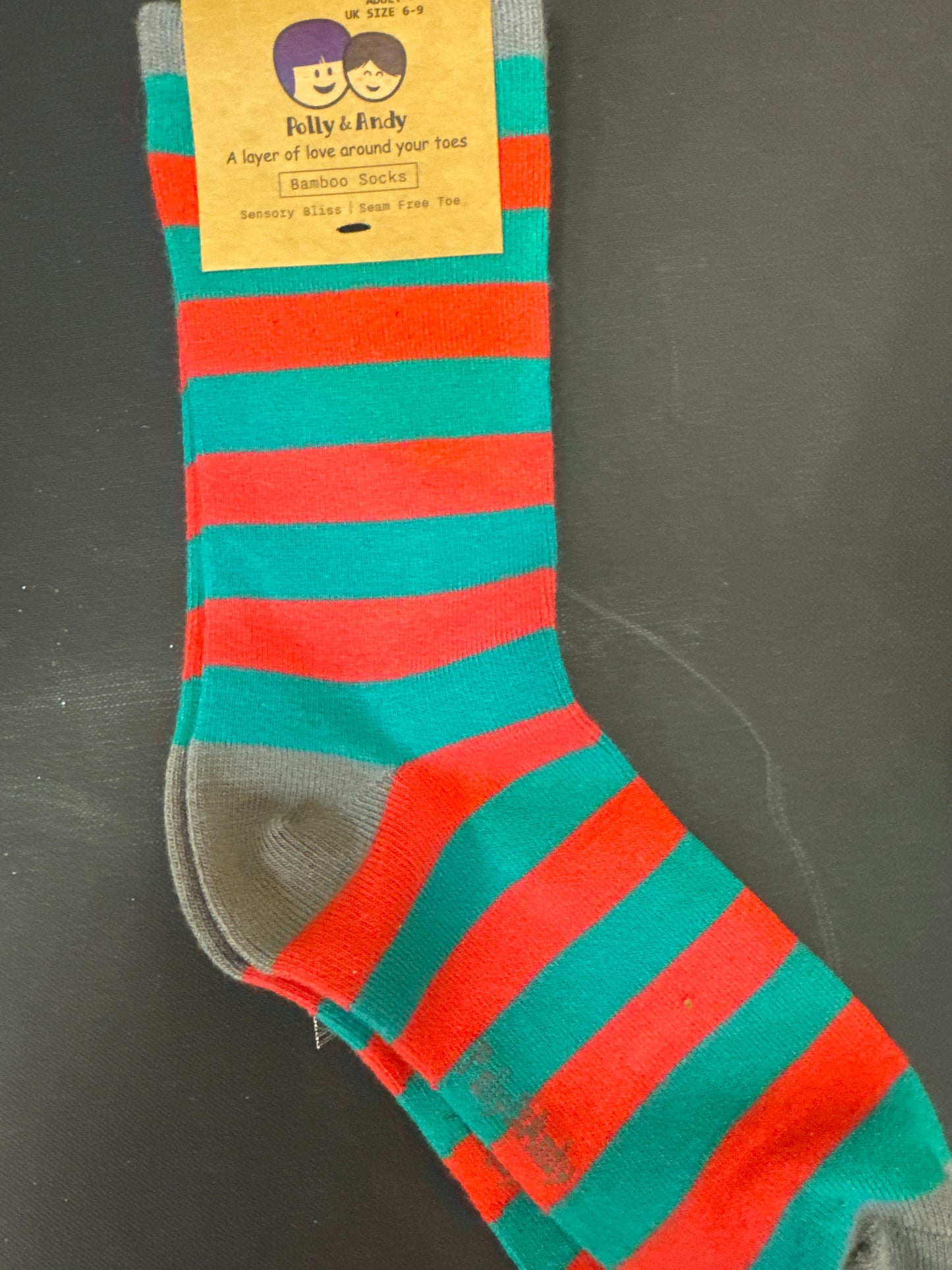 Polly & Andy Bamboo Mayo Socks Red & Green Adult 6-9