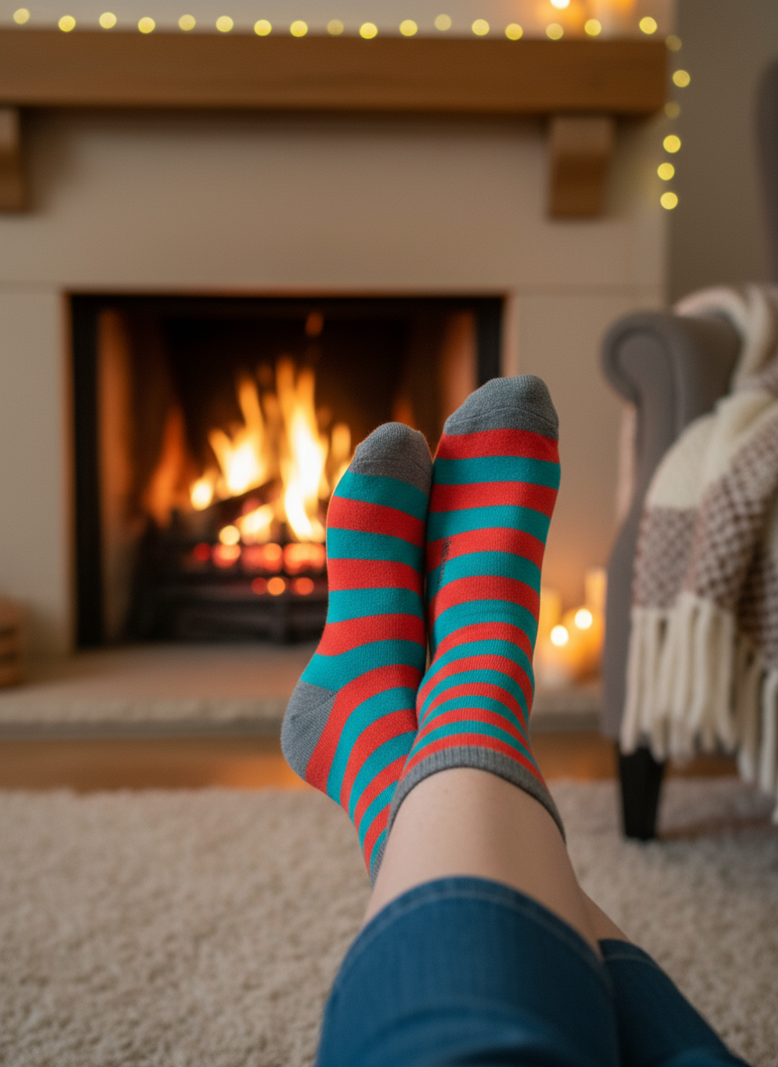 Polly & Andy Bamboo Mayo Socks Red & Green Adult 6-9