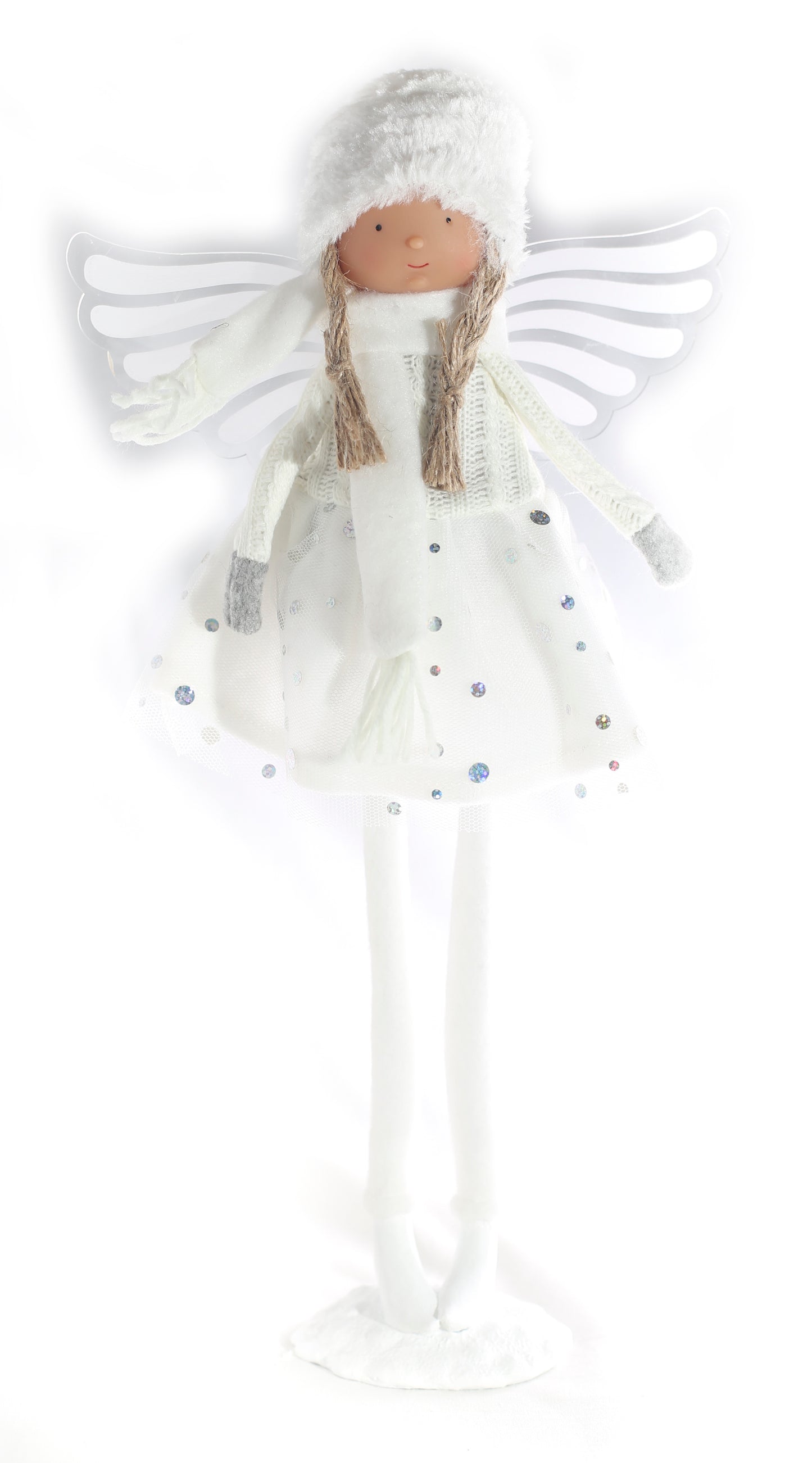Angel with light up wings and fabric dress