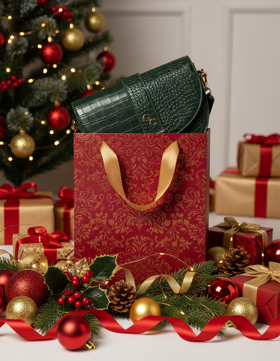 Saddle Bag Forest Green Croc Detail