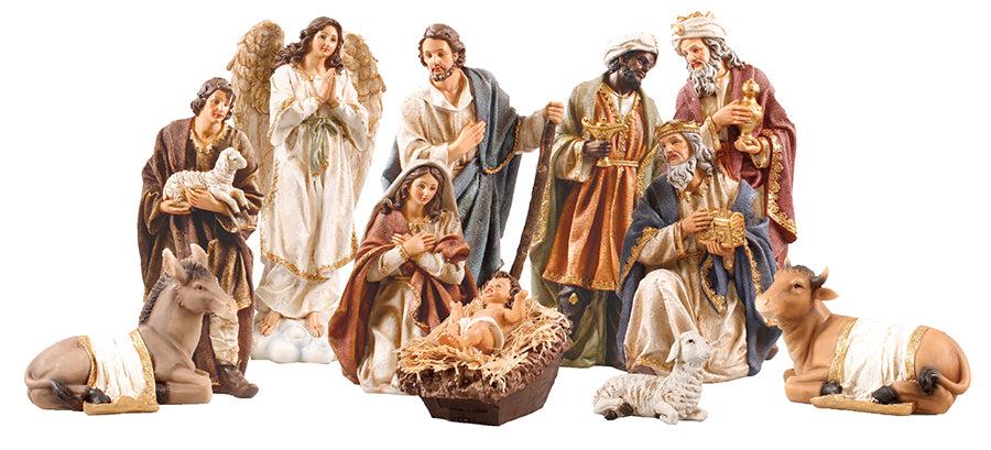 nativity set resin 11 figures
