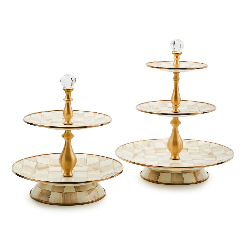 Mocha Check Three Tier Sweet Stand