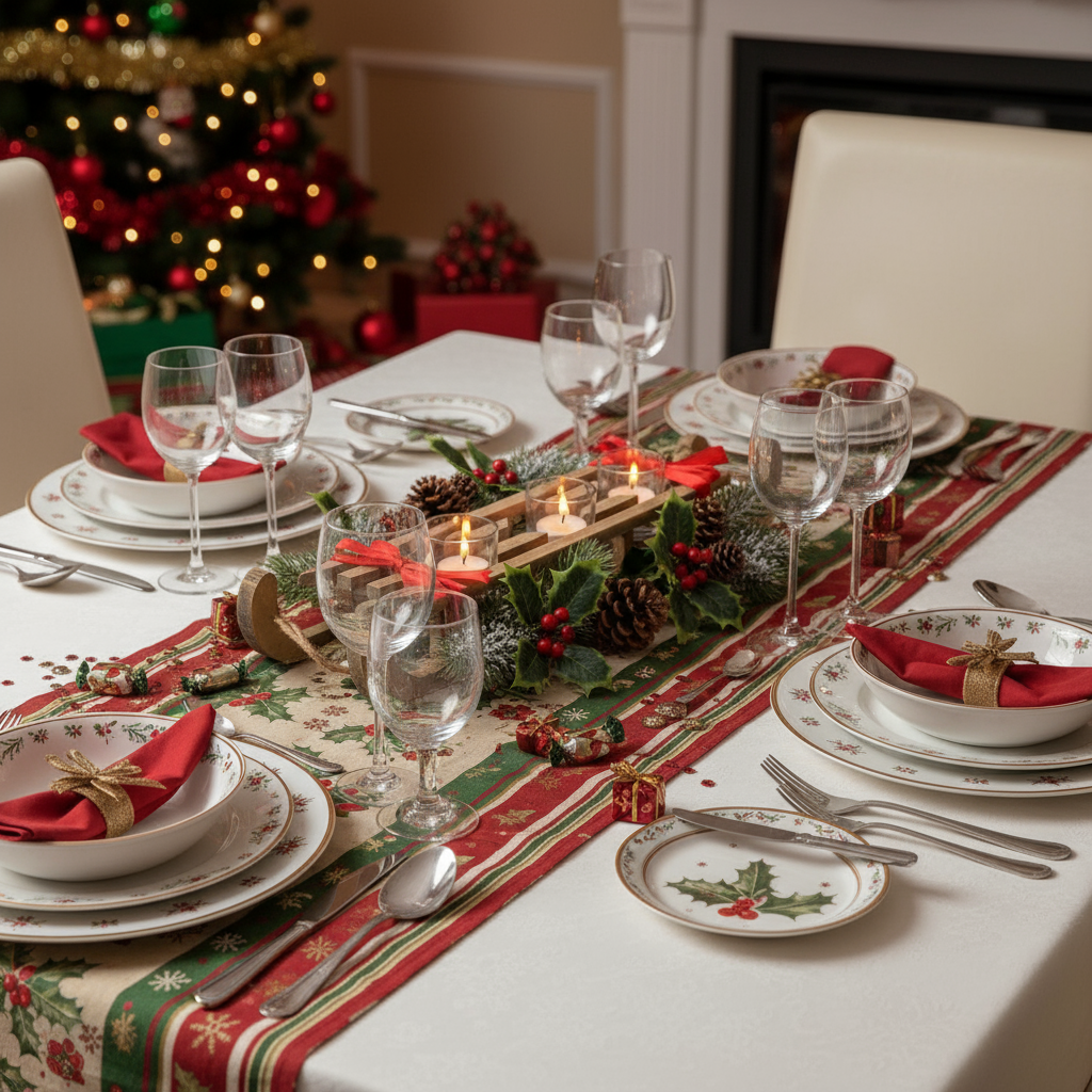 RECYCLED WOOD SLEIGH WITH THREE GLASS CANDLE HOLDERS