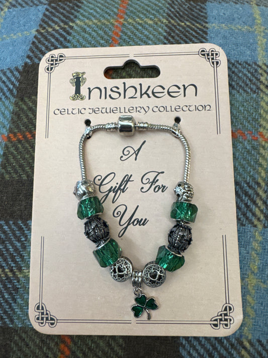 Inishkeen Celtic Jewellery Bangle Shamrock Green
