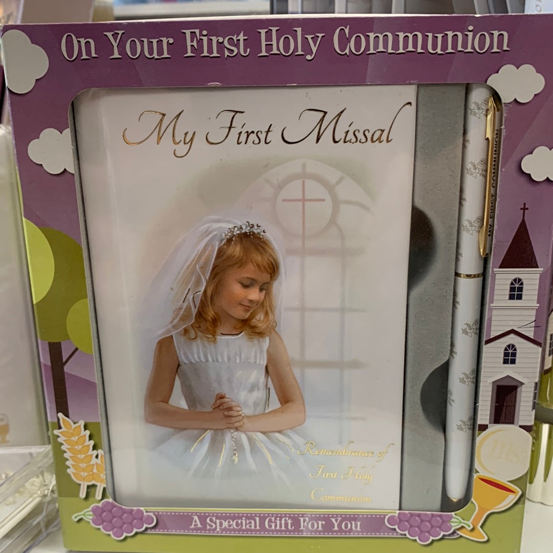 communion girl gift set / book & pen