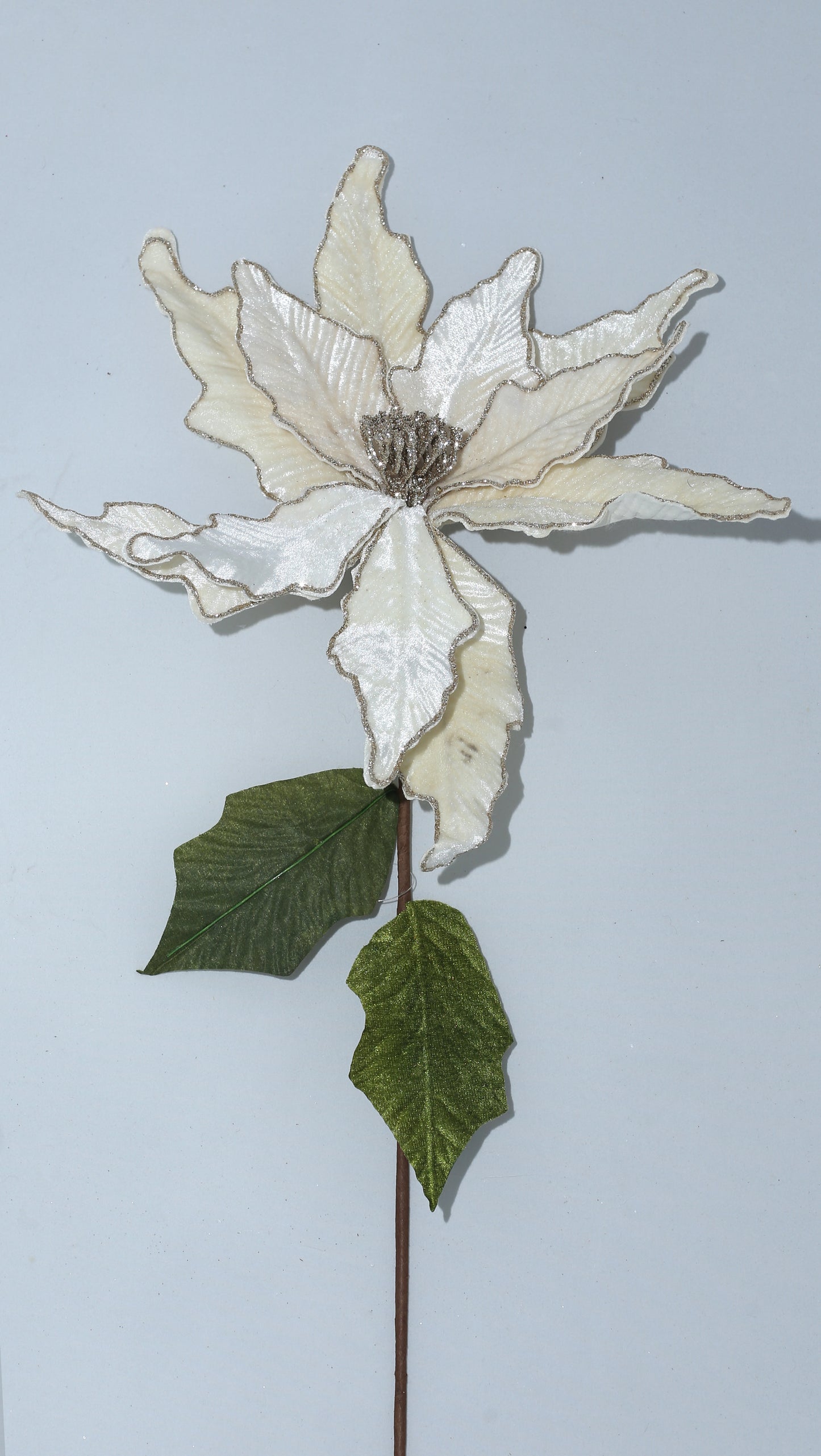 Velvet Ponsettia with glitter branch 66x25cm