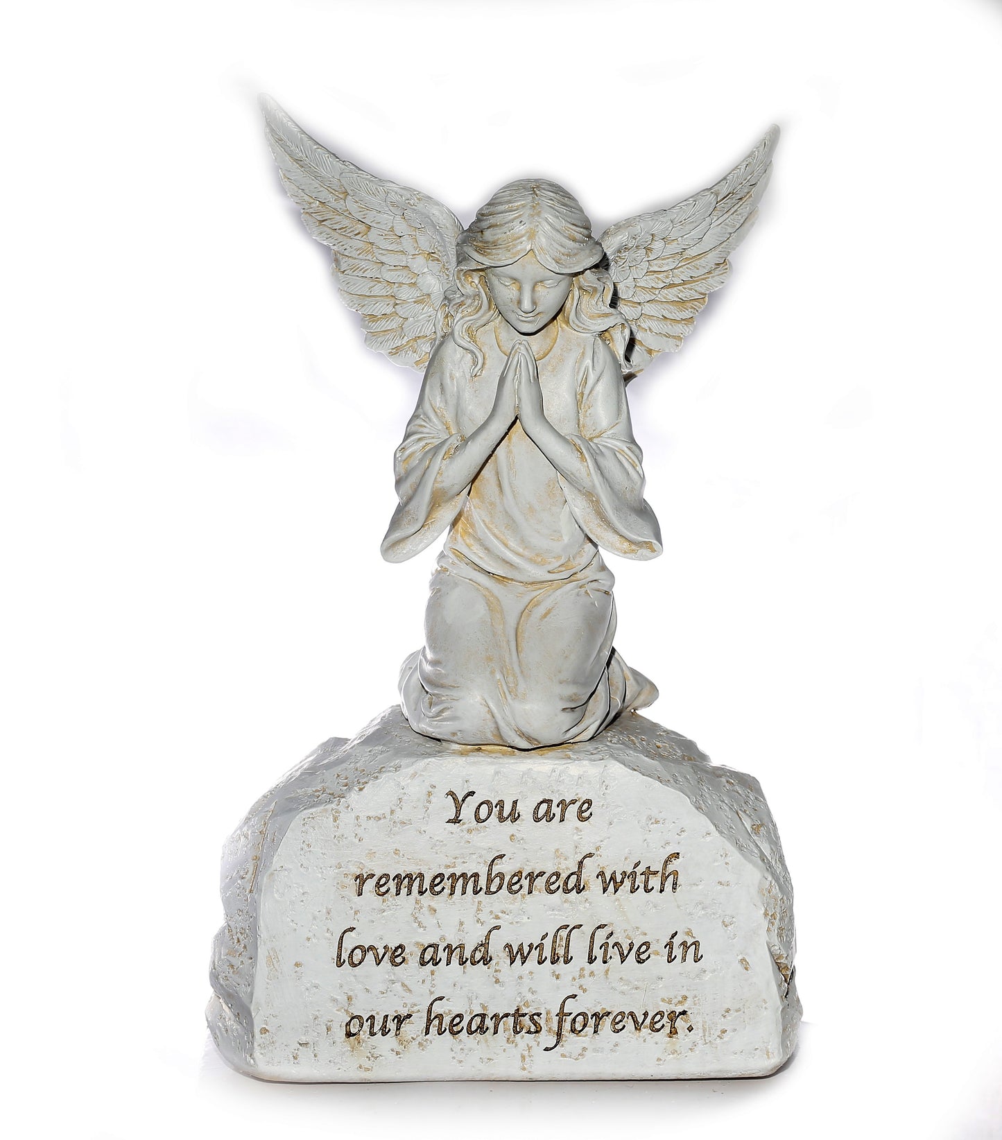 Memorial Angel kneeling & praying on headstone