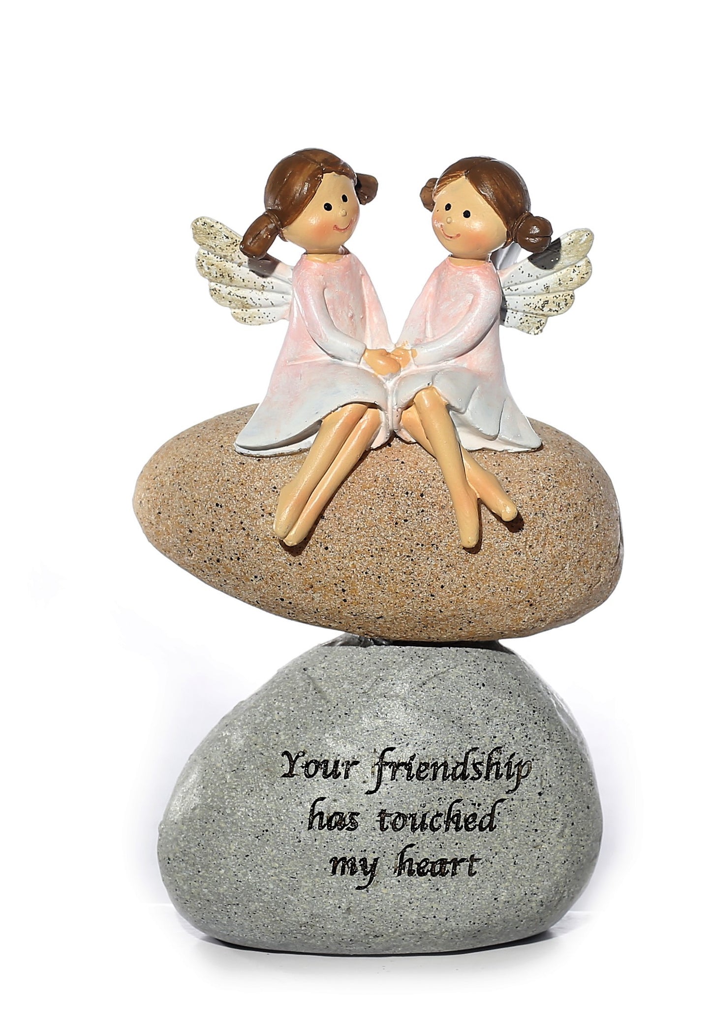 Friendship Angels sitting on stone 13.5cm