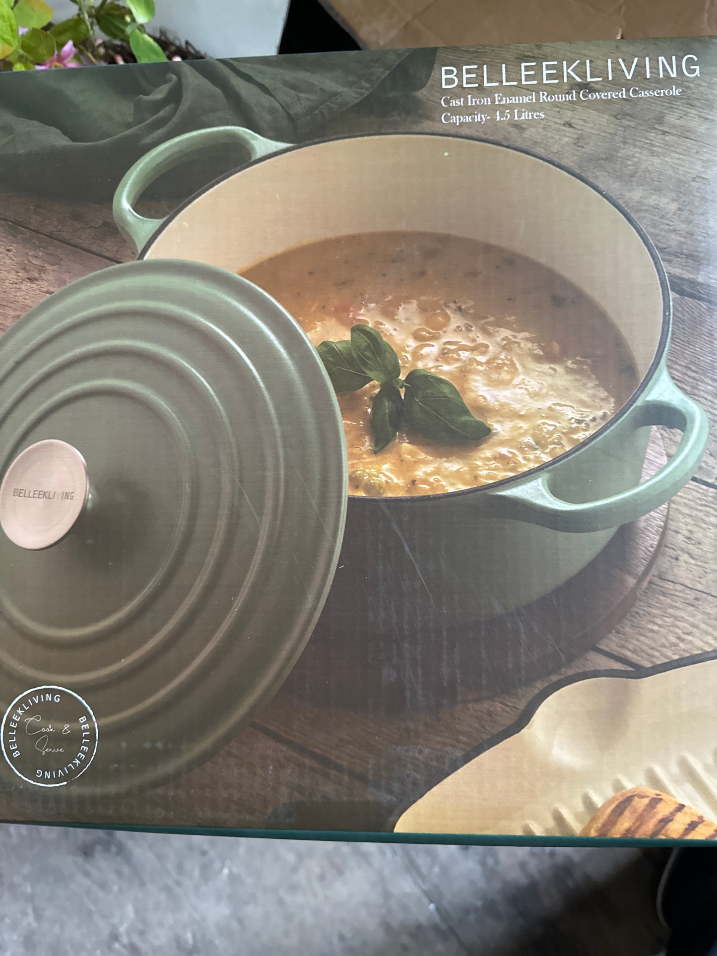 Belleek Living Cast Iron Enamel Covered Round Casserole