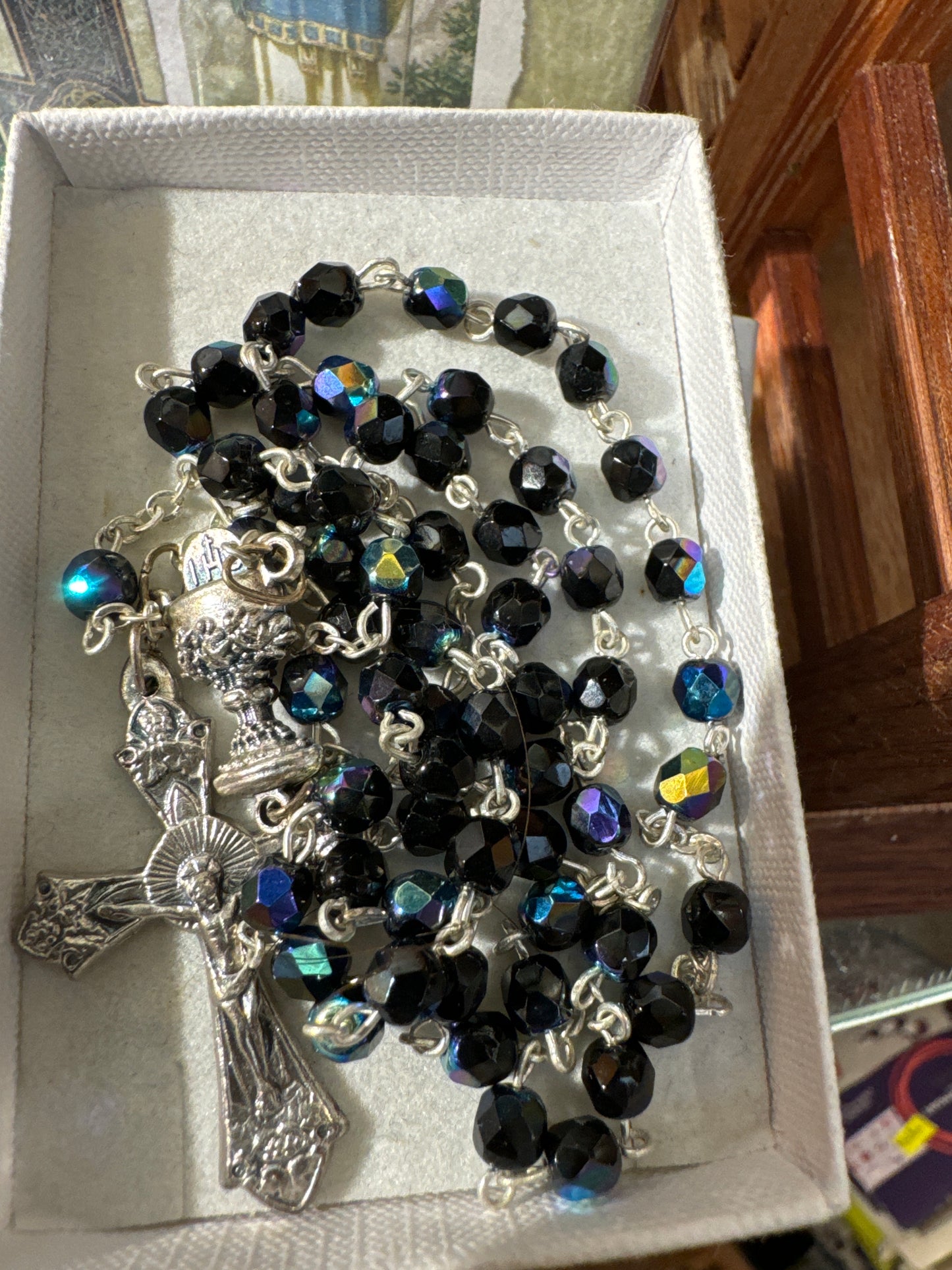 Communion Blue Rosary With Booklet