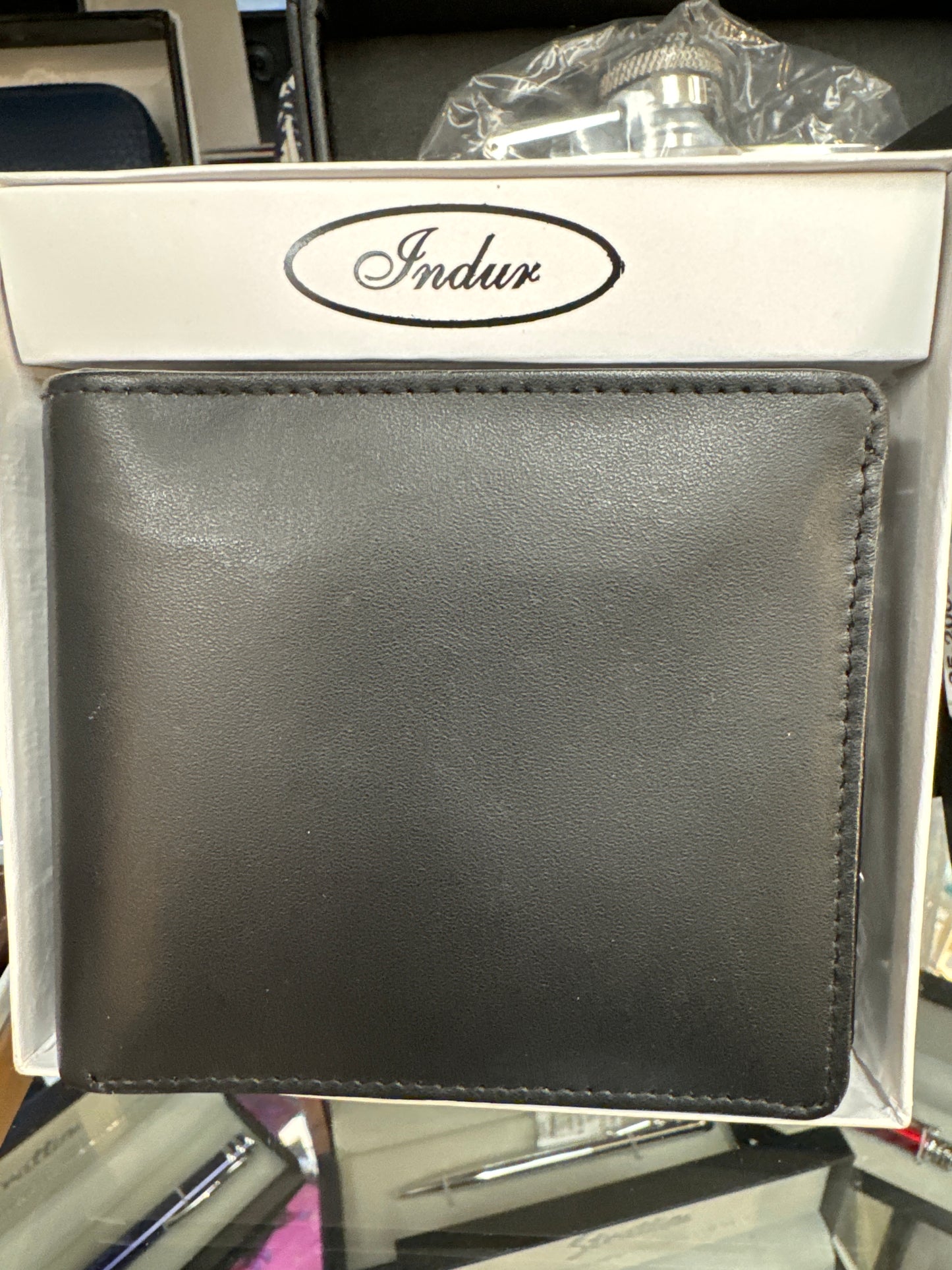 Black Leather Billfold Wallet / 9.5x10.5cm