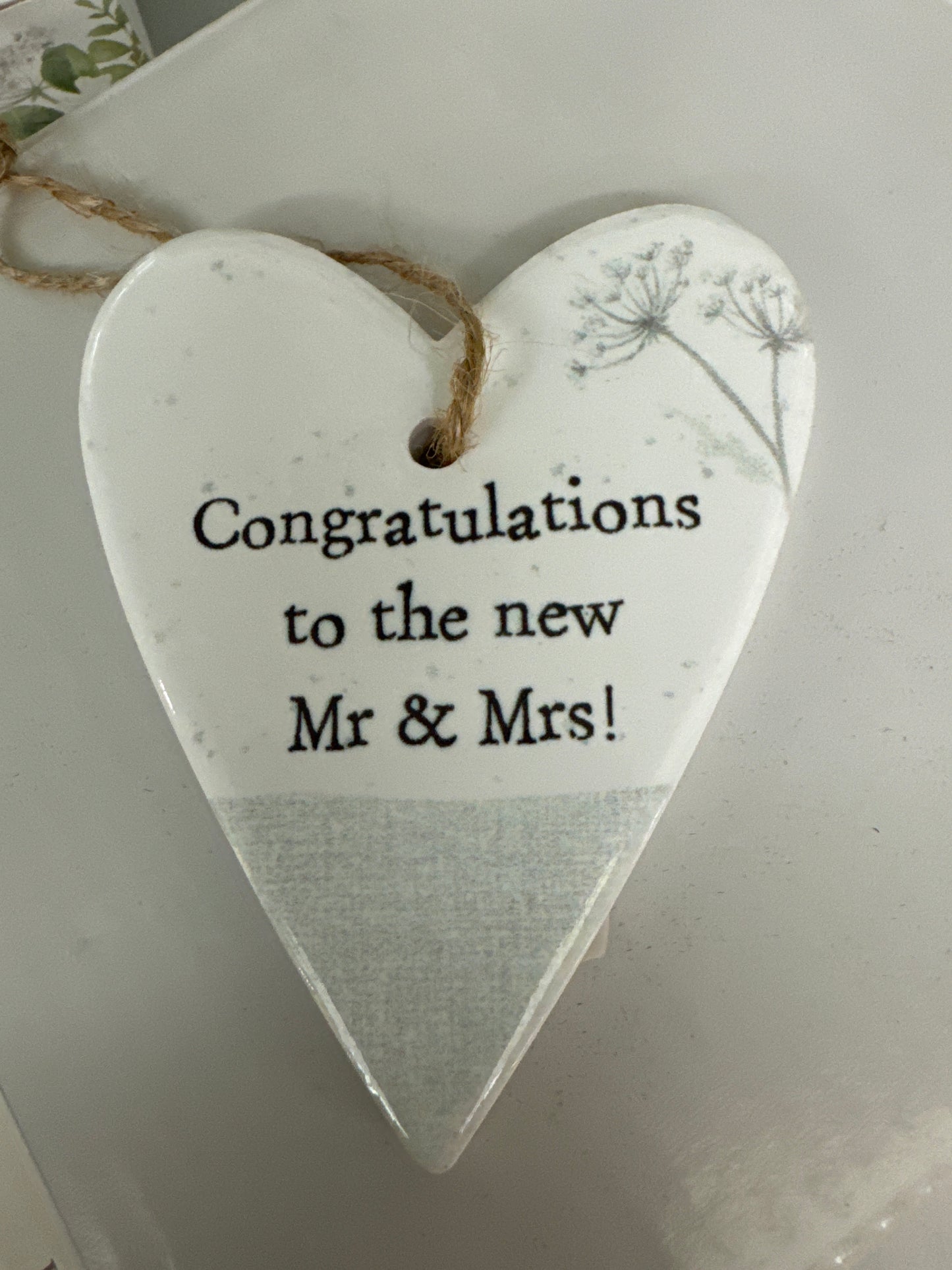 Ceramic Heart - Mr & Mrs Hanging Ornament
