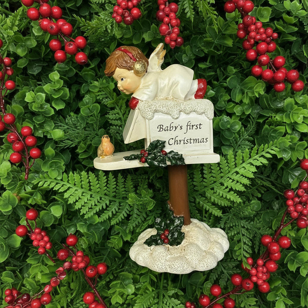 Baby's First Christmas Angel on post box 8.5x5x13cm