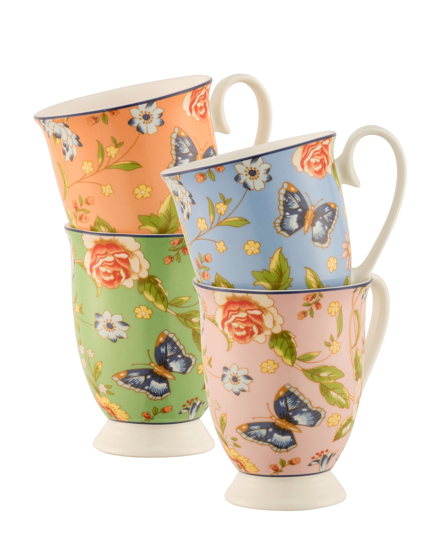 COTTAGE GARDEN FOOTED MUG x 4