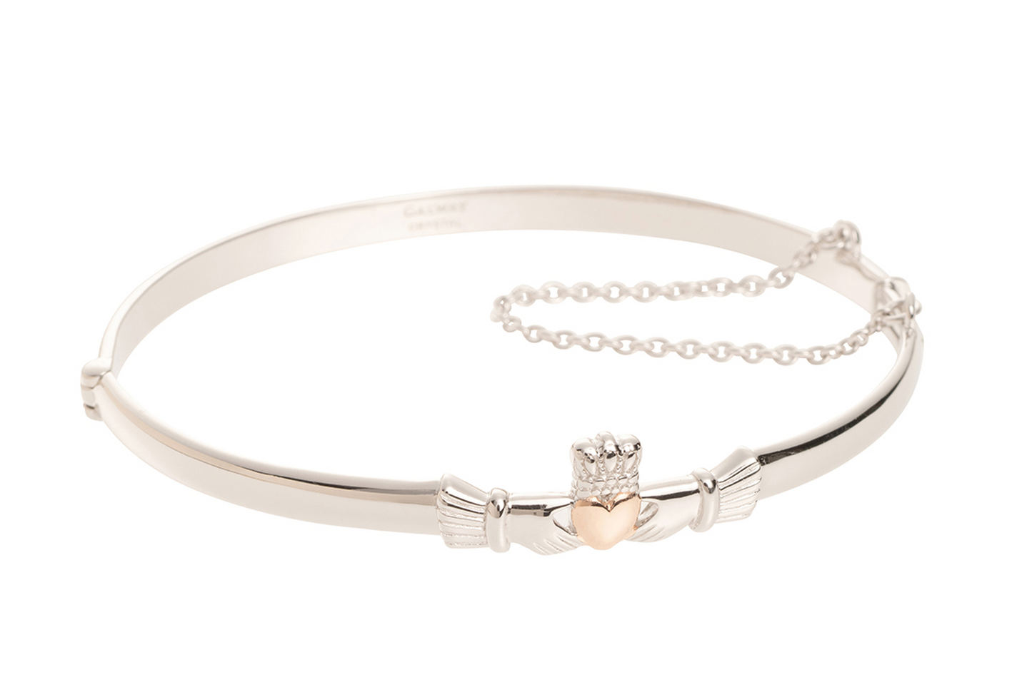 Claddagh Bangle Silver & Rose Gold