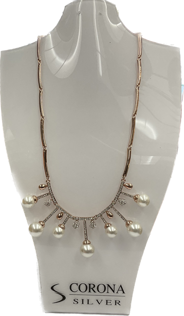 Fashion Necklace Faux Pearl Crystal Rose Gold