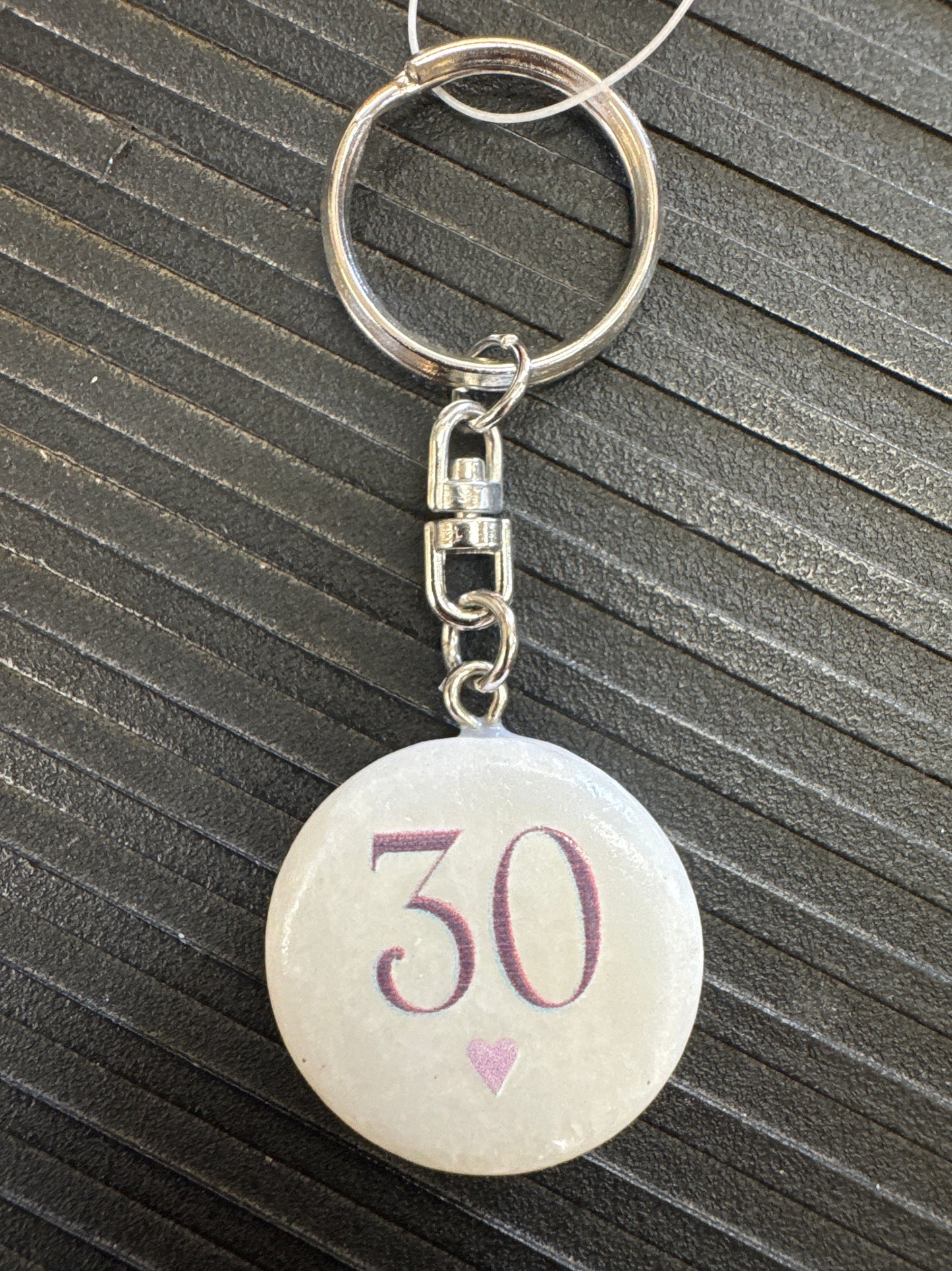 30th Birthday Marble Stone Key Ring