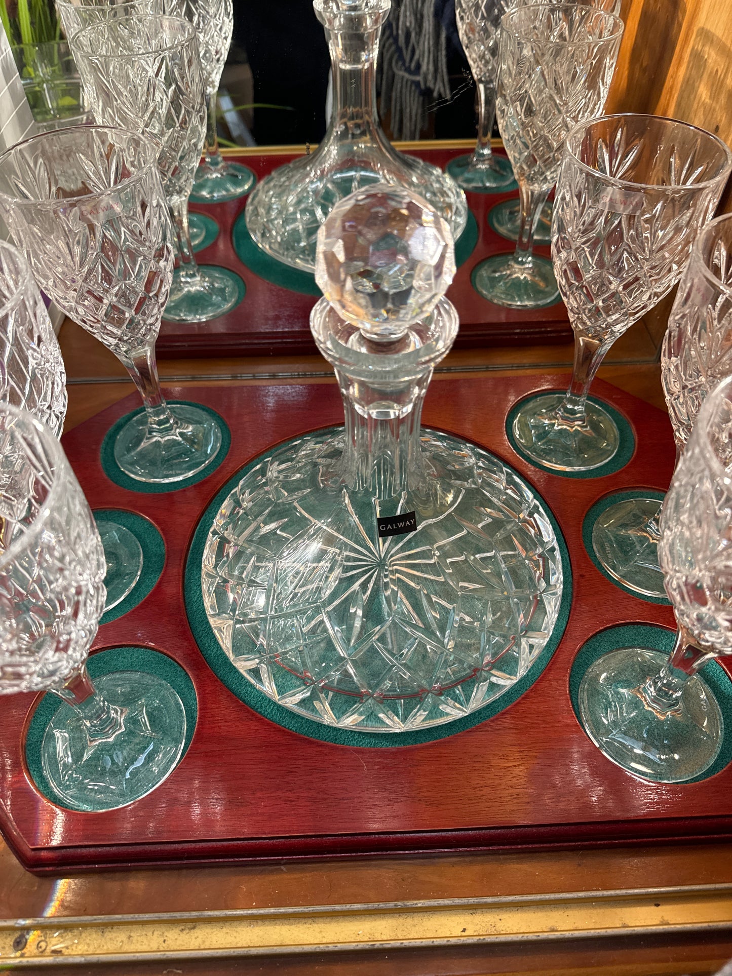 Galway Crystal Longford Ships Decanter Set