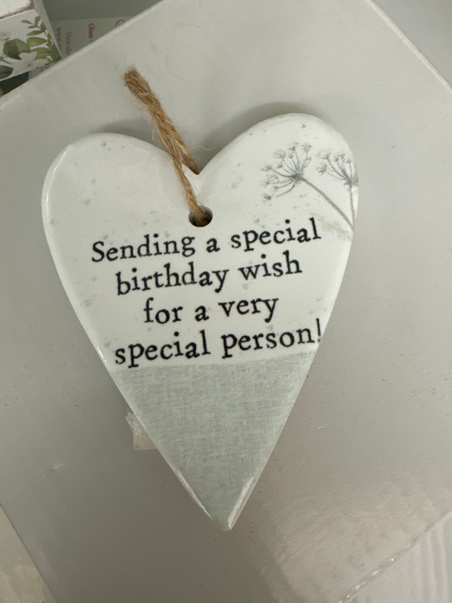 Ceramic Heart - Birthday Wish Hanging Ornament