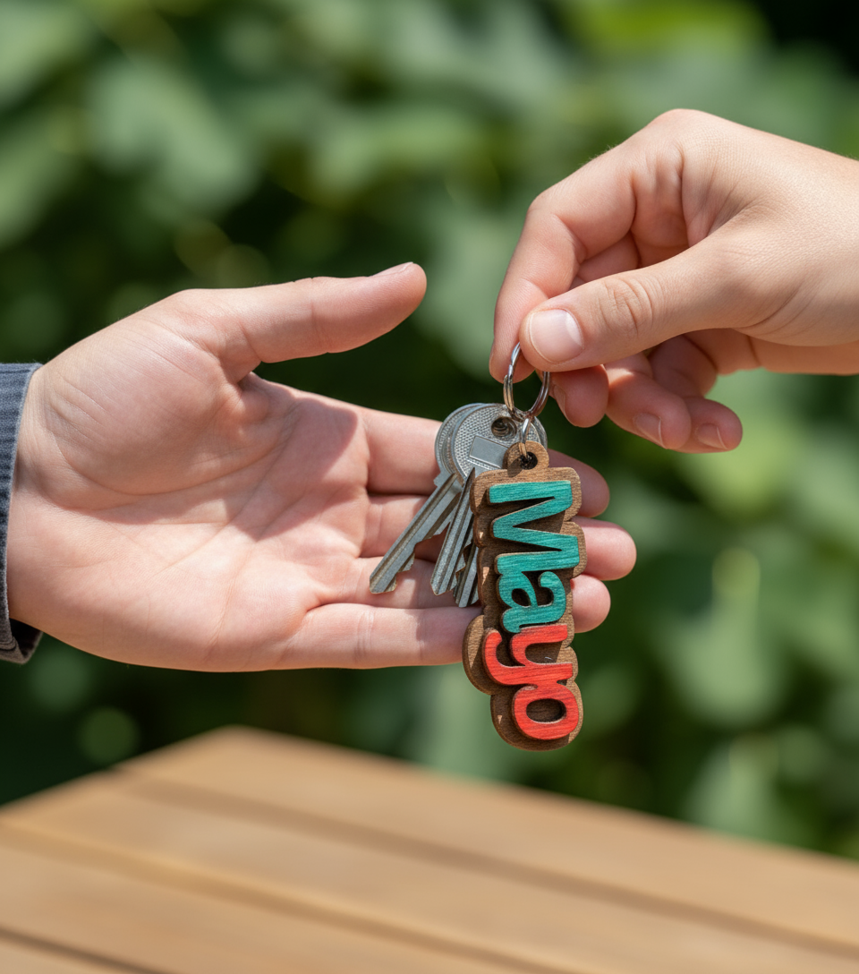 Mayo Key Ring wooden